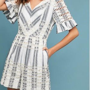 Ett : twa by Anthropologie striped eyelet romper